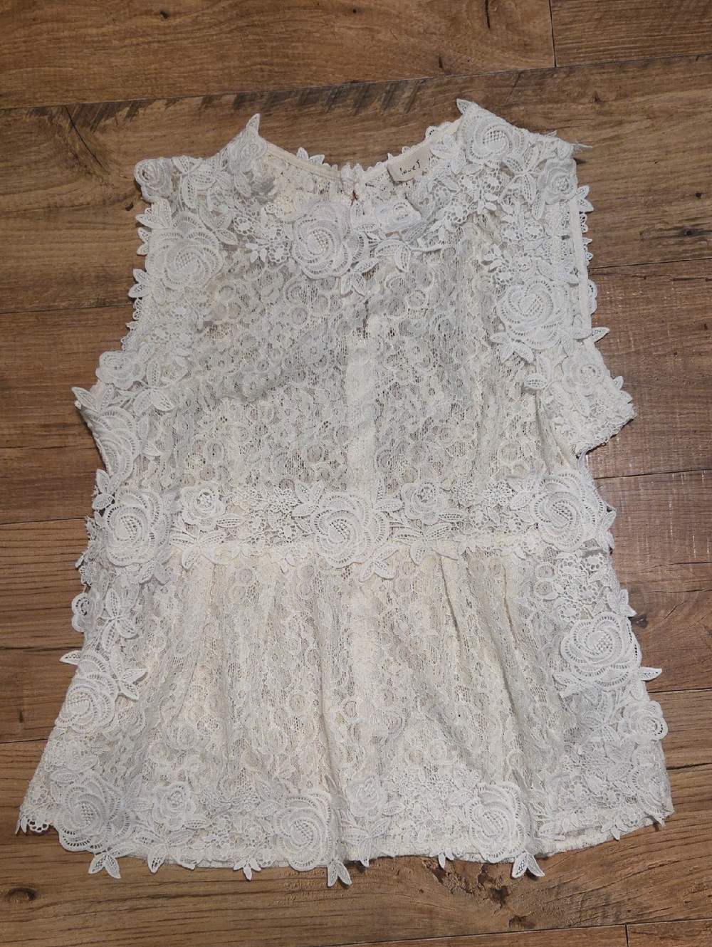 love J | Ivory Floral Lace Mock Neck Top